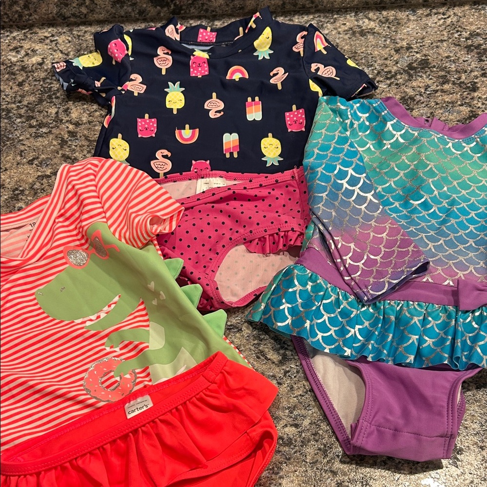 Lot of 3 girls 18mo Swim Suits